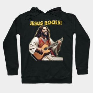 Jesus Rocks Jesus Playing Guitar Share Your Faith Christian Hoodie